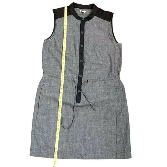 J. Crew Grey Black Sleeveless Button Down with Pockets Tie Waist Dress S Small - Picture 10 of 10